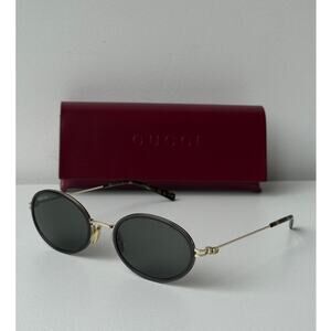 NEW Gucci GG1980S 001 Black Gold Oval Sunglasses $545